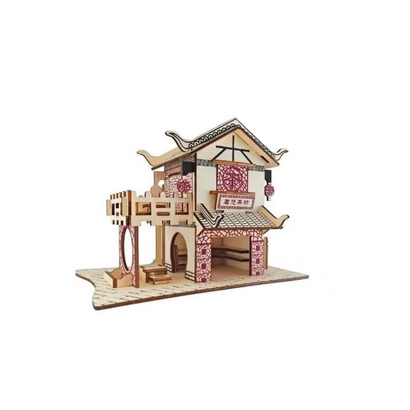 

Beautiful Vacation House flower house building Model Wooden Jigsaw model Toys for Children Diy Handmade Wooden house