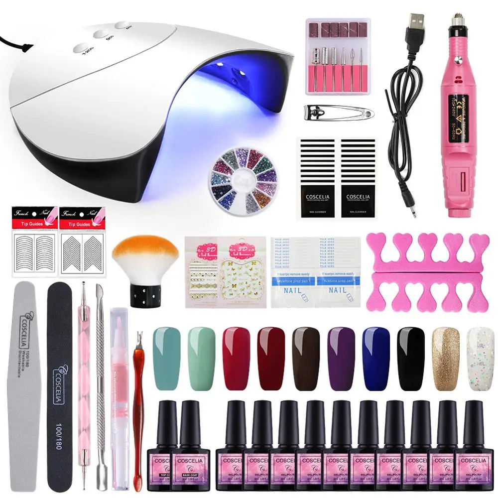10 colors kit 04 36 Вт УФ светодиодный набор гелевых ламп для ногтей маникюрный набор гель-лаков для ногтей инструменты для дизайна ногтей набор гель-лаков удлинитель кисточки для маникюра - Цвет: 10 colors kit 04