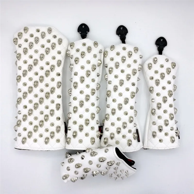 Чехлы для гольфа премиум-класса с серебряным черепом и заклепками 2 цвета | Спорт