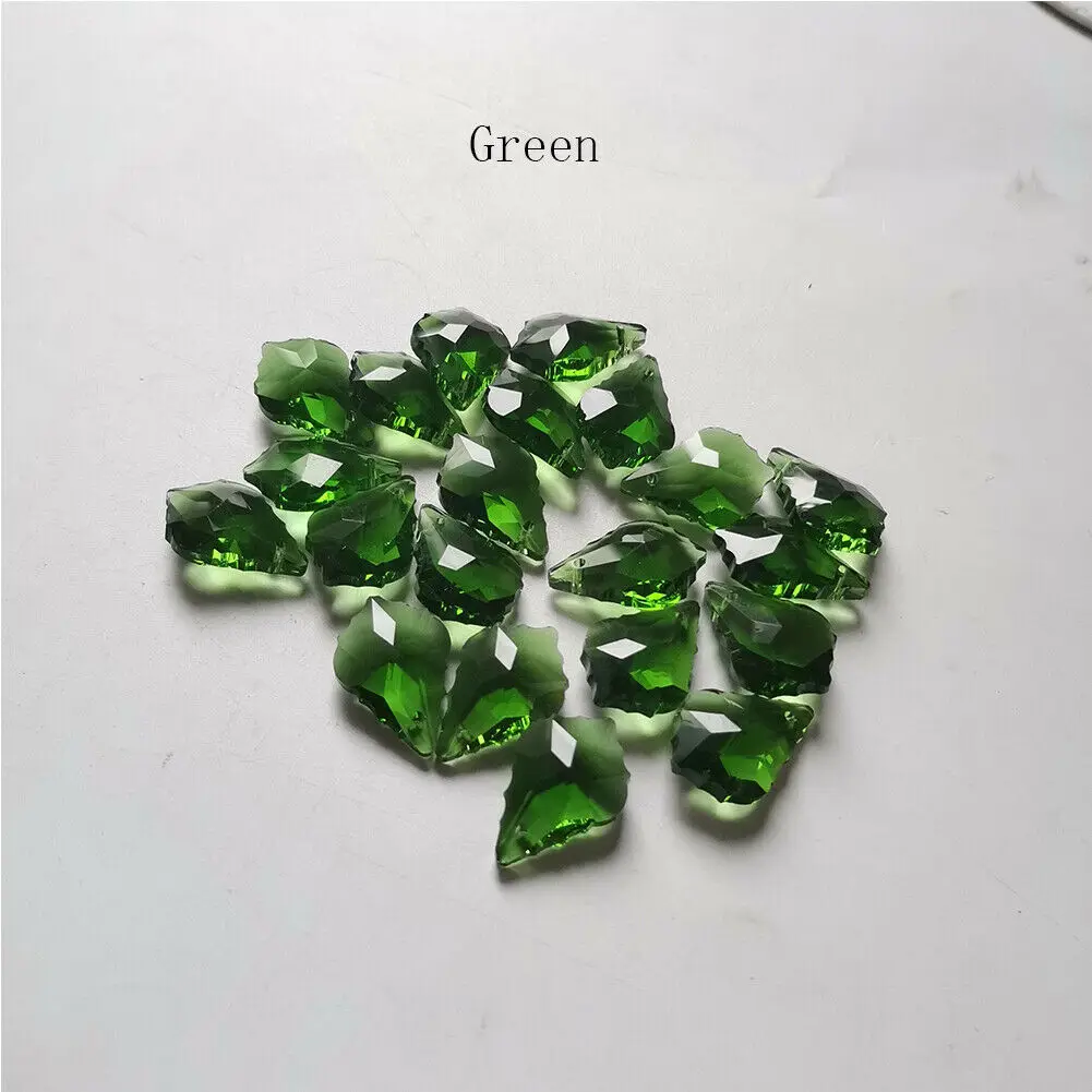 

10PC Dark Green Maple Leaf Crystal Prism Suncatcher Chandelier Handmade Decor DIY Wedding Party Curtain Pendant Jewelry Accesory
