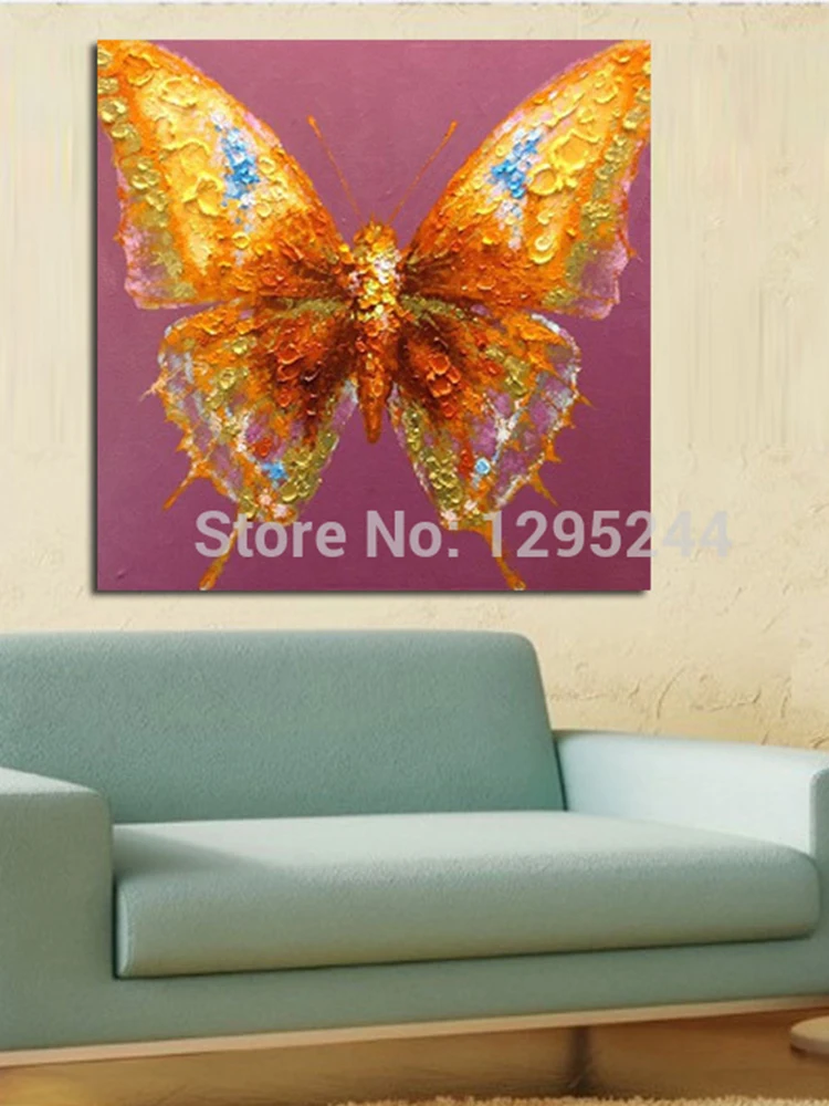 Картина маслом с животными Красивая Золотая Бабочка ручная работа картинки для