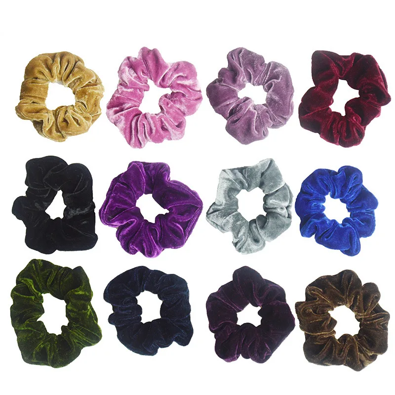 Женские бархатные резинки Однотонные для волос завязки девочек держатели