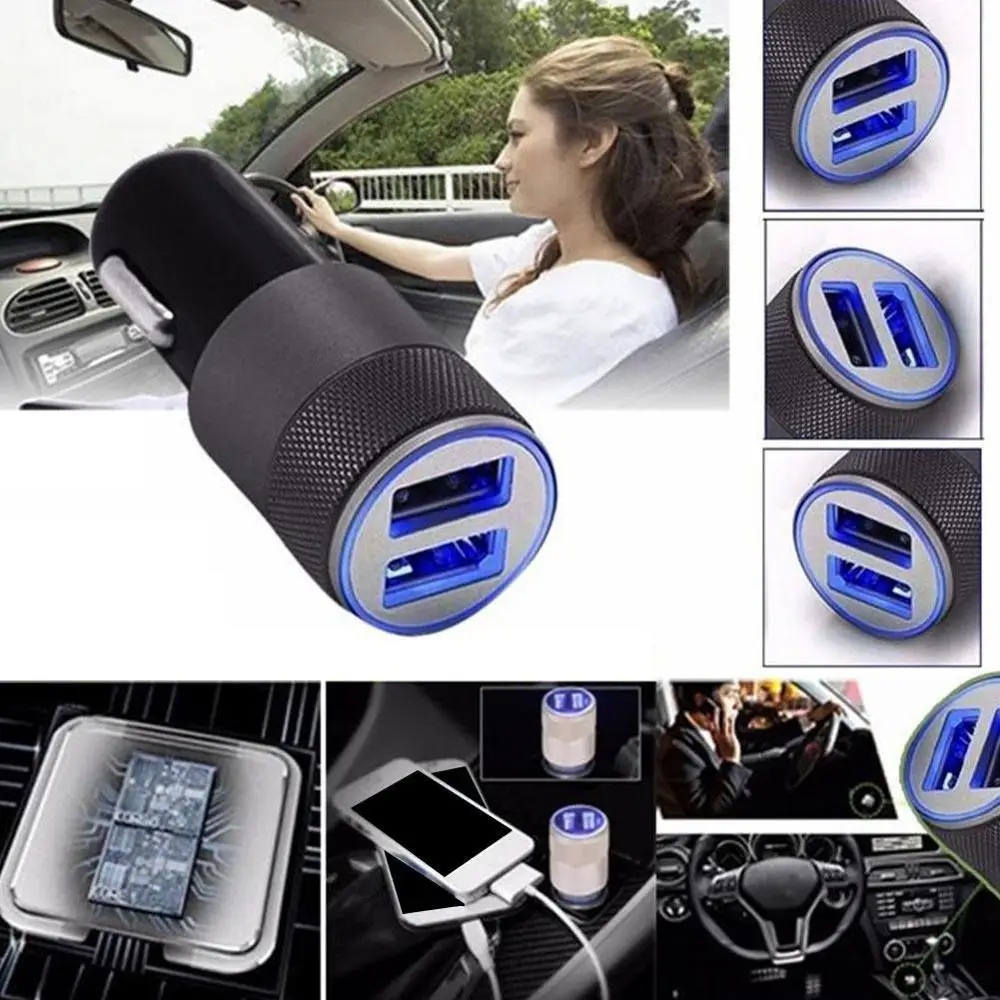 Автомобильное мини зарядное устройство с двумя USB портами универсальное