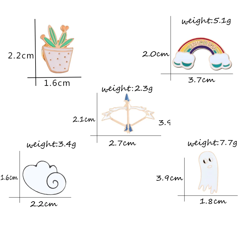 Брошь в виде мультяшных милых радужных облаков горшечных растениях брошка