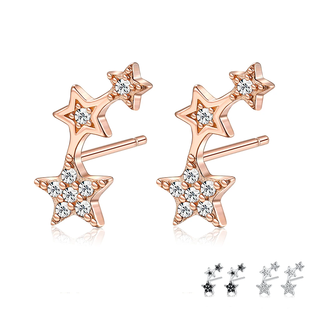 

ZEMIOR Genuine 925 Sterling Silver Woman Delicate Star Cubic Zirconia Earrings Female Fine Jewelry For Valentine's Day Gift