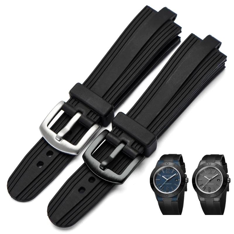 Watchband Man Rubber Replacement Watch Band Strap For Dia-gono Convex 22x7mm Drop Shipp Waterproof Sports Bracelet Black