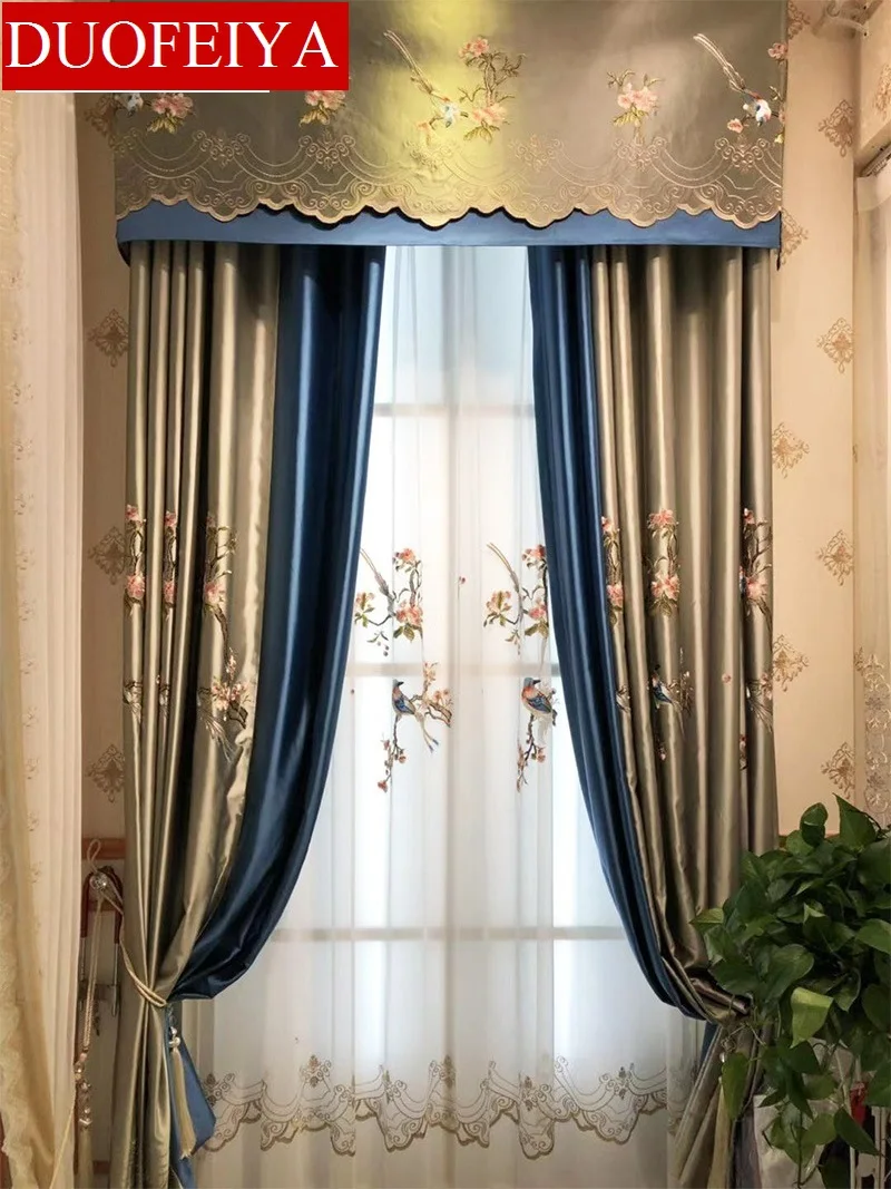 

New luxury Chinese high-precision embroidered curtains screens living room bedroom custom embroidery curtains