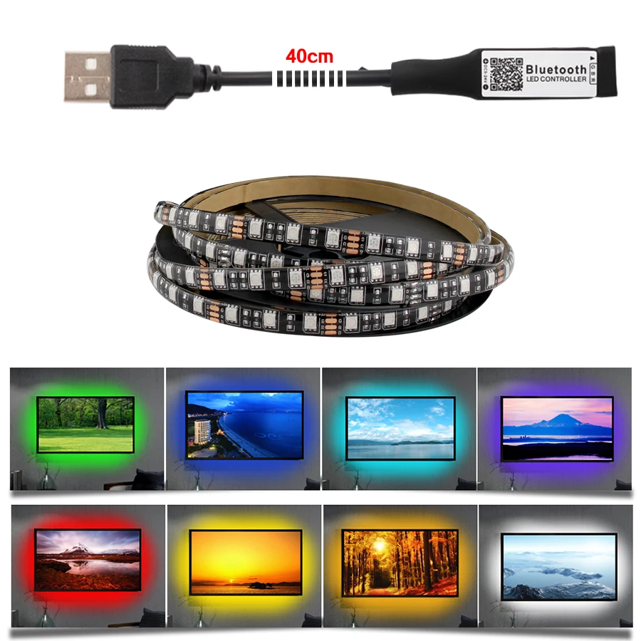 DC 5V USB Светодиодная лента RGB PC SMD 5050 1 M-5 M Wifi лампа Ambilight ТВ ПОДСВЕТКА Bluetooth