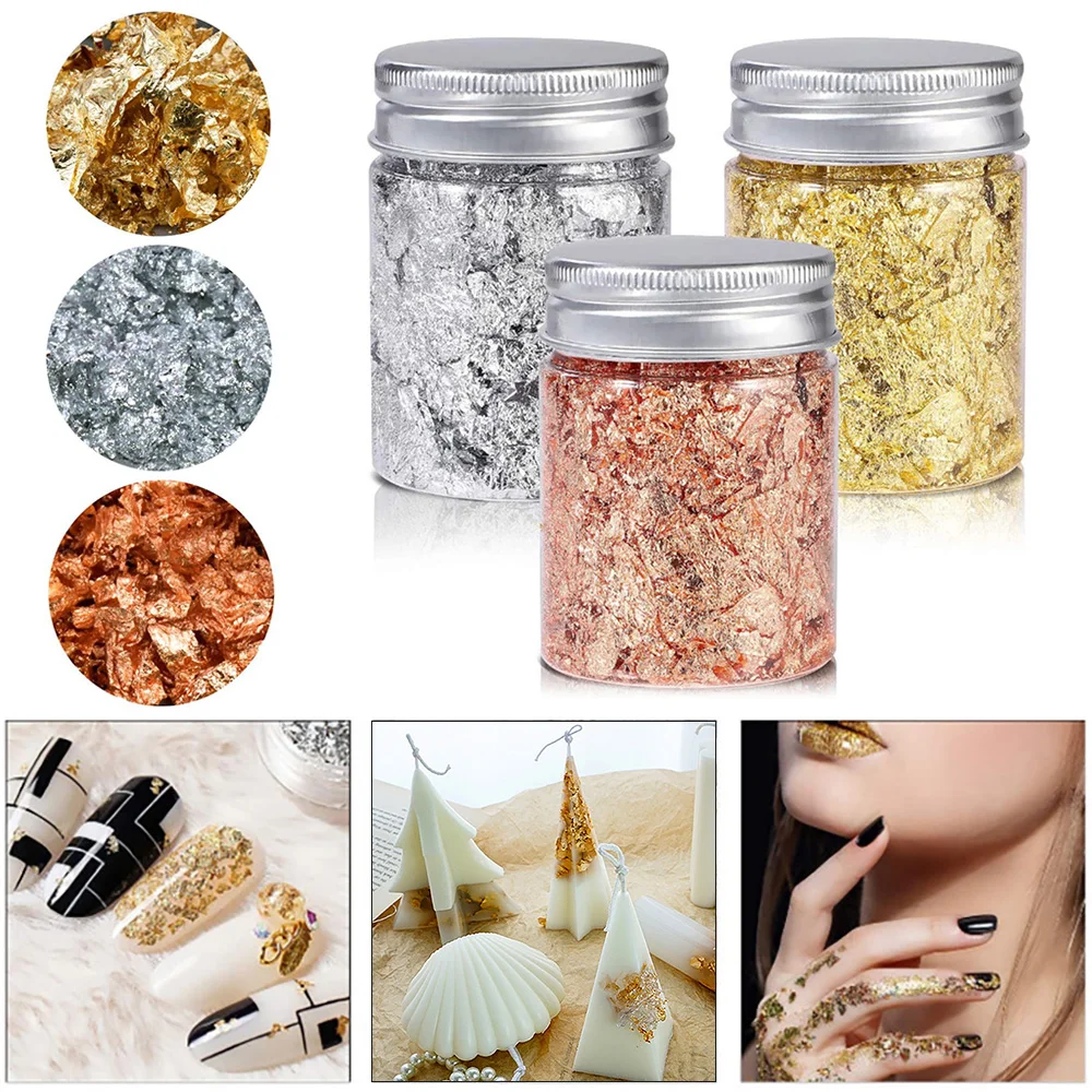3g Imitation Gold Sliver Copper Foil Sequins Glitters Craft Leaf Flake Sheets Bulk Paper For Gilding DIY Nail Art Decor | Дом и сад