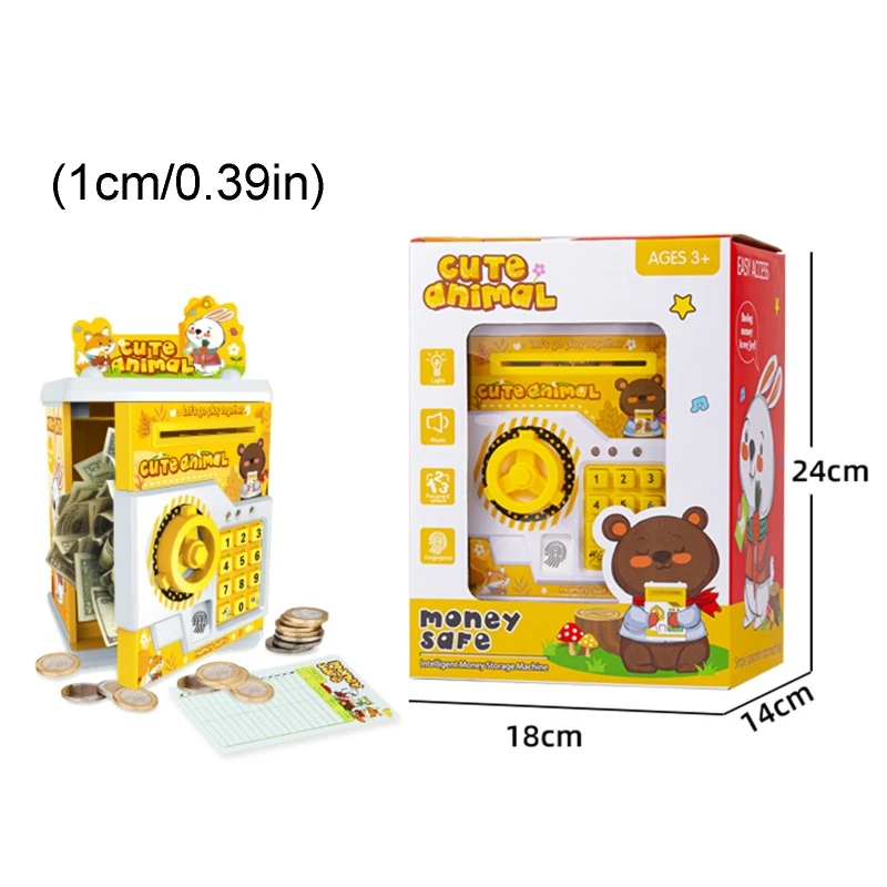 

Automatic Deposit Banknote Cash Coins Saving Case Children Cartoon Electronic Piggy Bank ATM Password Money Box