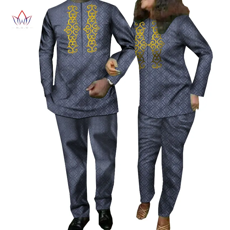 2021 African Print Top and Pants Sets for Couple Clothing BintaRealWax Sweet Love Suits 2 Pieces Lover Couples Clothes WYN1195