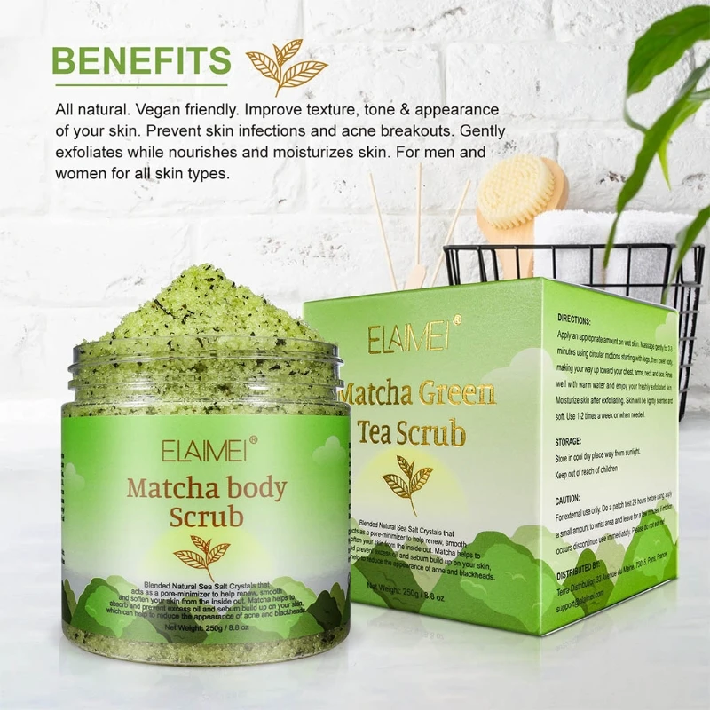 

Q1QD Matcha Green Tea Body Scrub for All Natural Skin Care Exfoliating Multi Purpose Body and Facial Scrub Skin Moisturizes