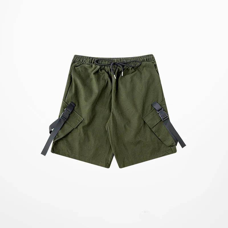 Шорты карго мужские с карманами модные зеленые брюки в стиле Хай стрит уличная