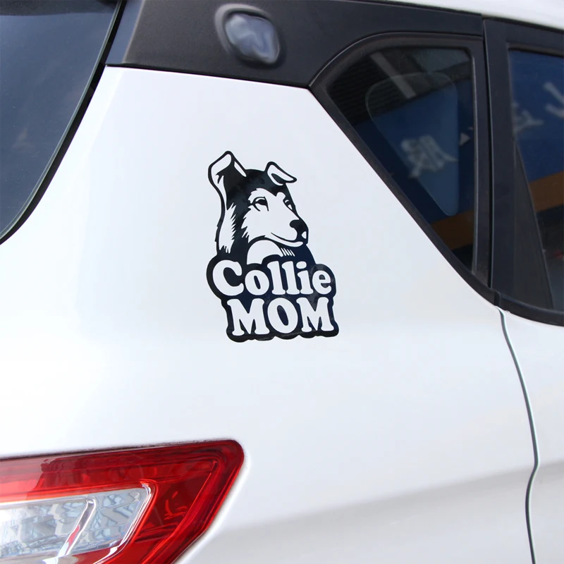 

BROSHOO Car-Styling Fashion Personalized Car Stickers Animal Collie Mom Waterproof Vinly Car Decals Auto Accessories 12.5*15cm