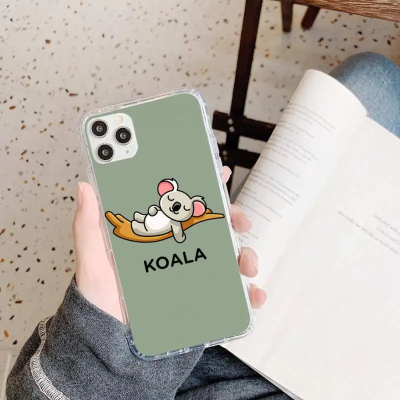 

Animal sleeping koala cover Phone Case Transparent soft For iphone 5 5s 5c se 6 6s 7 8 11 12 plus mini x xs xr pro max