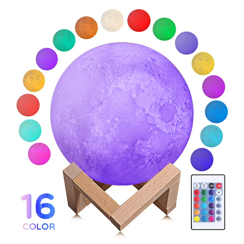 

3D Print Moon Night Lights Bluetooth Speaker USB Table Room Bedroom Decor Decorative Lamp For Girls Birthday Gift LED Night Lamp