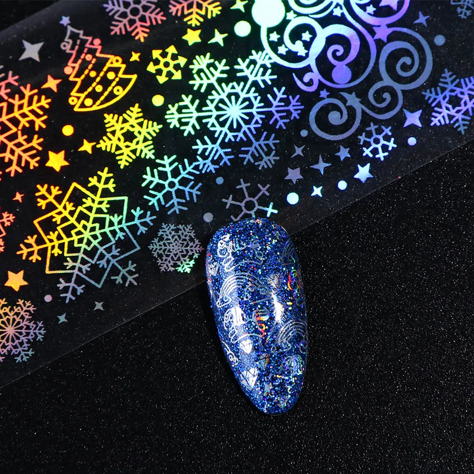 10 шт. голографические черно-белые кружевные фольги для ногтей лазерная полоса