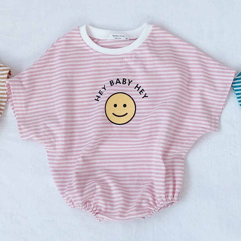 

Kids Bodysuit 2020 New Baby Boys Girls Short Sleeve Clothes Infant Spring Autumn Cartoon Striped O-neck Jumpsuit Outfits 0-24 M