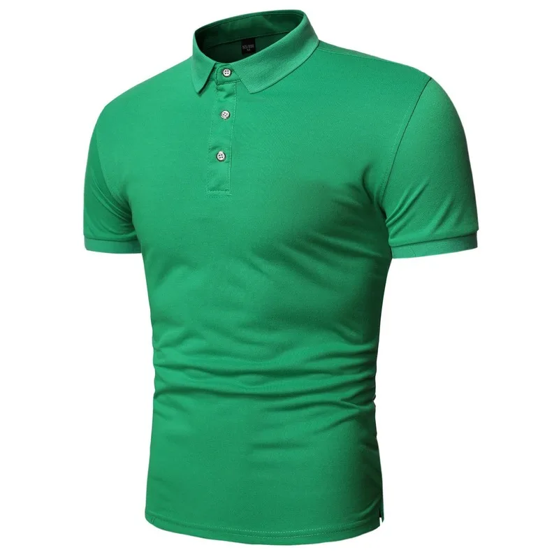 

2020 new men's POLO shirt lapel short sleeve solid color shirt men's button casual T-shirt