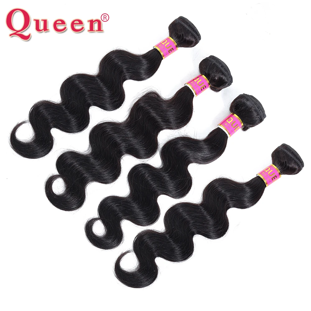 Queen hair продукты индийские человеческие волнистые волосы, для придания объема Связки Remy пряди 1/3/4 пучки волос плетение из двойной уточной нити Натуральные Цветные наращивания волос