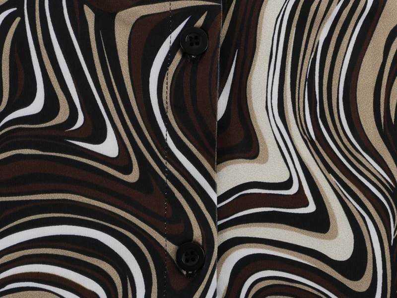 

Zenaide Collar Tie Dye Mini Dress Sexy Bodycon Brown Club Clothes 2021 Wave Print Slim Long Sleeve Short Party Women Dress