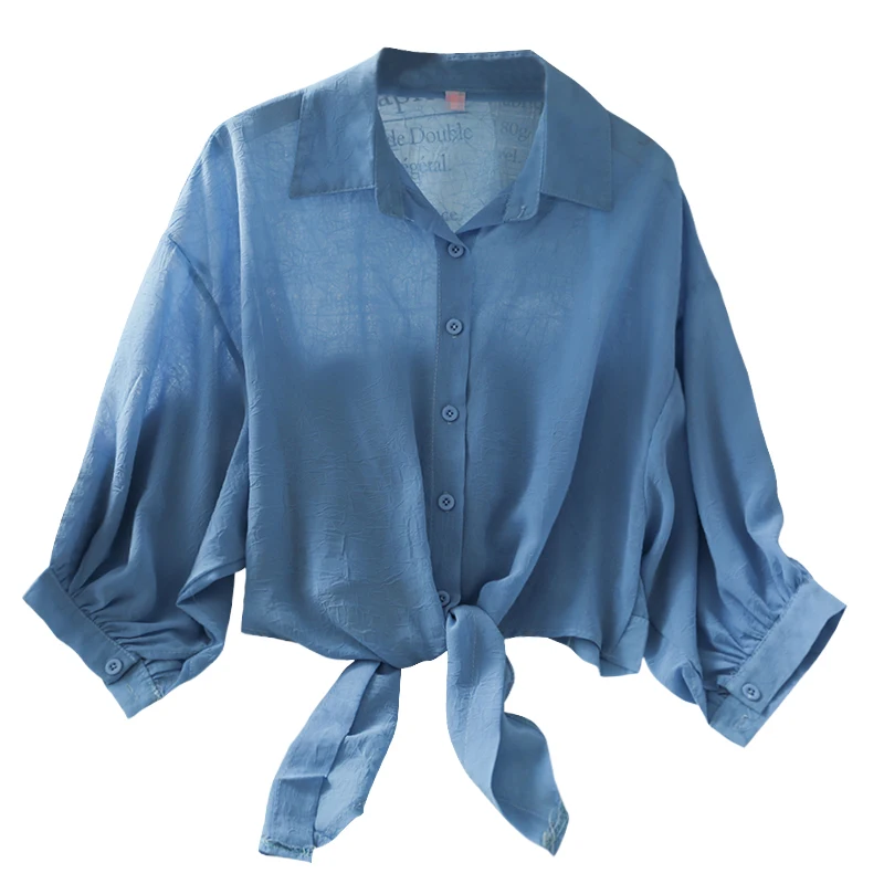 

Women Fashion Outdoor Casual Perspective Long Bat Sleeves Blouse Ladies OL Sweet Top Girls Student Elegant Daily Basic Shirts