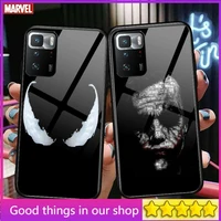 luxury marvel venom tempered glass shell phone case for xiaomi redmi note 10 9s 8 7 6 5 a 10t pro 9t cover pre cases