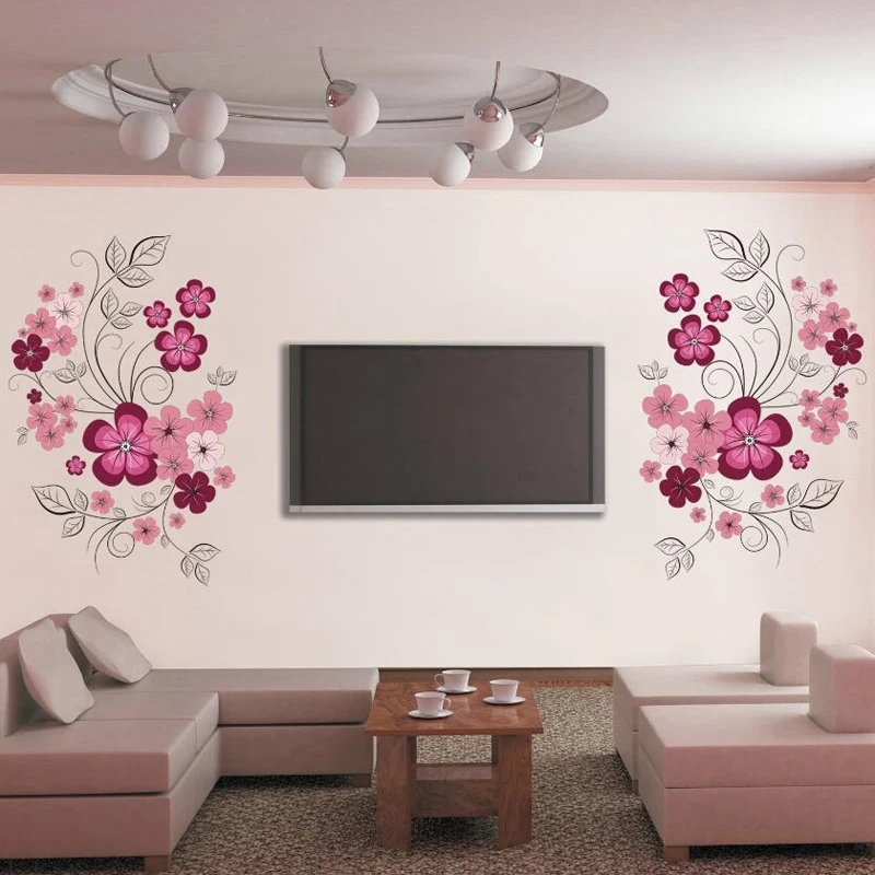 

Домашний декор, 3d Цветочная Настенная Наклейка для гостиной, самоклеящаяся Съемная красочная Настенная Наклейка для спальни