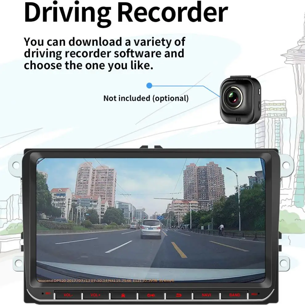 Автомобильный MP5 плеер 2 DIN 9 дюймов четырехъядерный процессор Android 8 1 GPS Navi