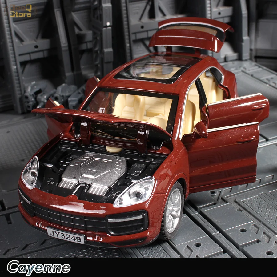 

1:32 High Simulation Cayenne Alloy Car SUV Model 1/32 Sound And Light 6 Door Metal Pull Back Kids Toys Car For Children Gifts