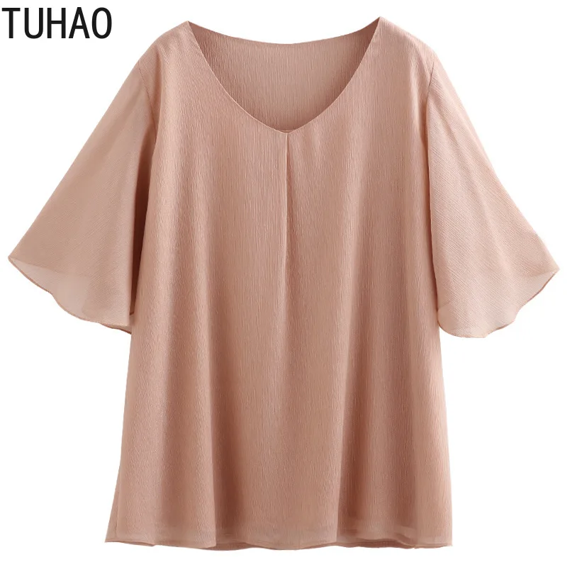 TUHAO размера плюс 10XL 8XL 6XL женские шифоновые блузки топы летние блузы с коротким
