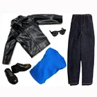 Один комплект одежды из черной куртки и джинсов для куклы Кена 16 года, одежда с очками, аксессуары для кукольного домика, ролевых игр