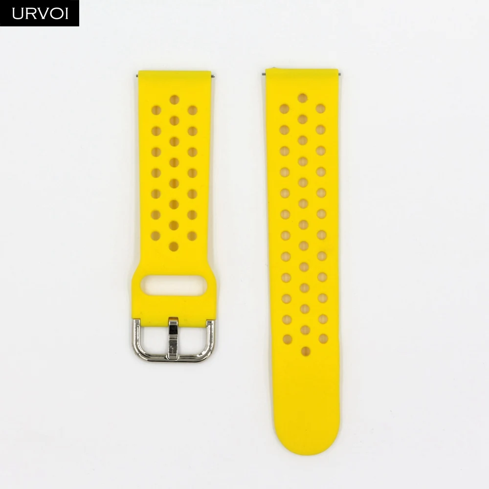 Yellow URVOI силиконовой лентой для Galaxy Watch Active/42/46 мм шестерни ремешок для спортивных часов для HUAWEI GT быстроразъемные контакты мягкий сменный 20/22 мм - Цвет ремешка: Yellow