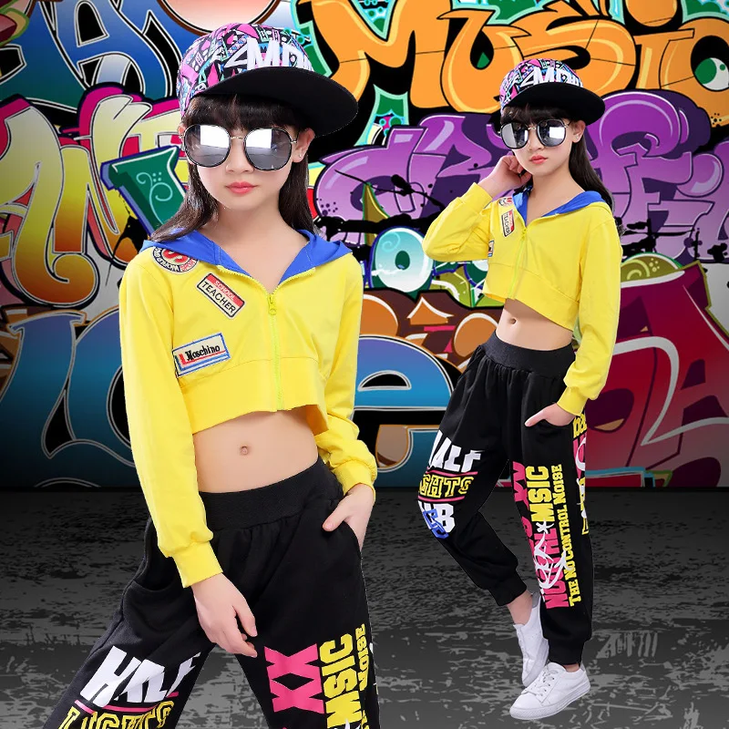 Модная одежда для джазовых танцев пальто костюмы штаны в стиле хип-хоп детская