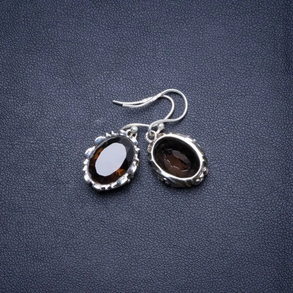 Серьги из серебра 925 пробы ручной работы с натуральным дымчатым кварцем 1 25 дюйма