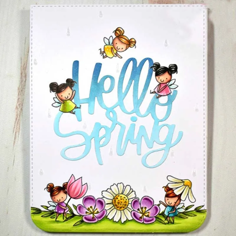 Металлические штампы с буквами Hello spring штампованные для украшения скрапбукинга