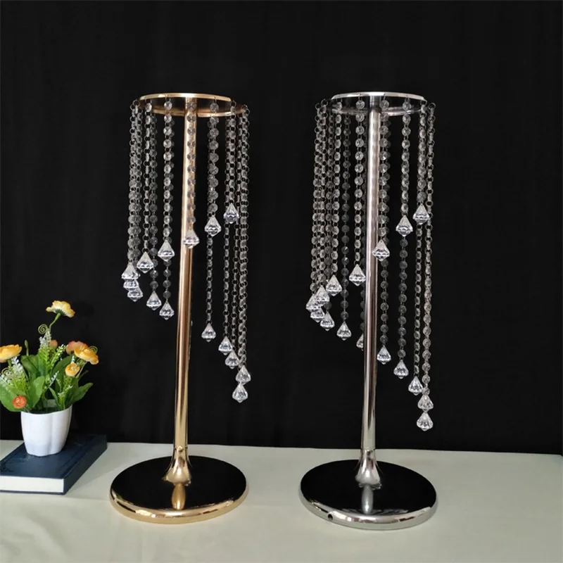 

Metal Candle Holders Flowers Vase Candlestick Table Centerpiece Road Lead Candelabra Wedding Party Christmas Decoration