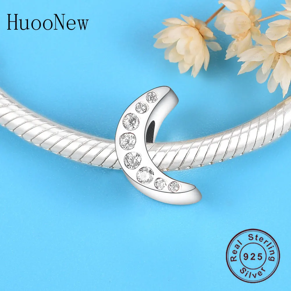 Лунная бусина с прозрачным кристаллом циркония подходящий для оригинального