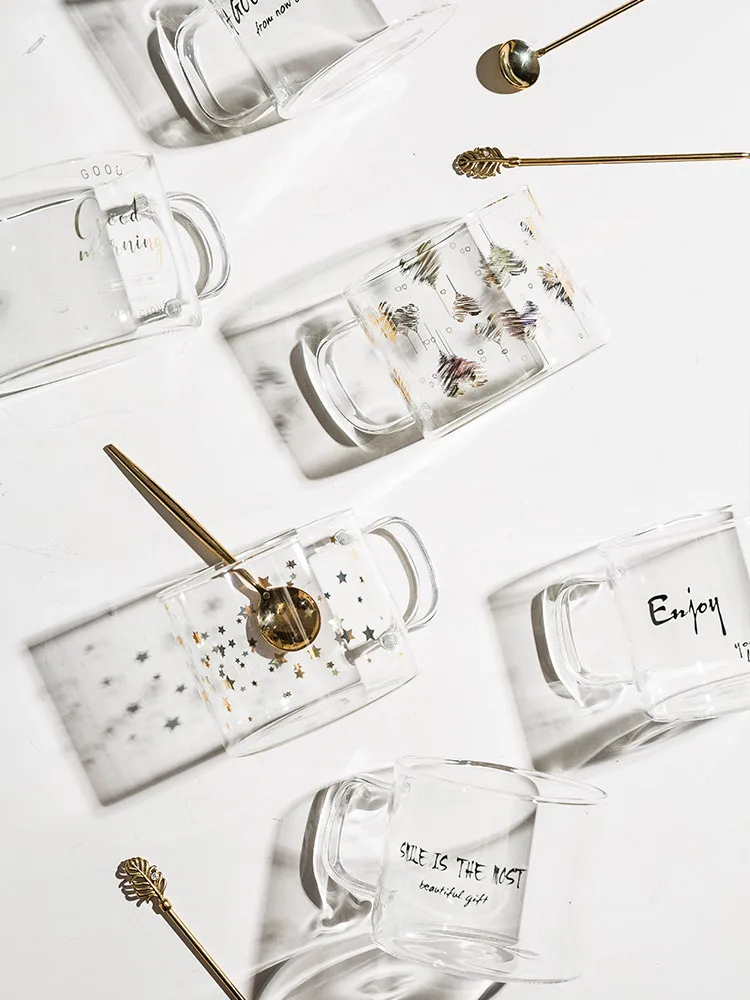 Стеклянные чашки и кружки прозрачная кофейная кружка креативные чайные пивное