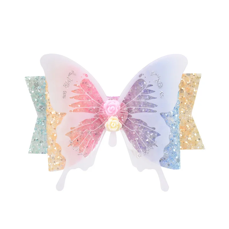 

3.5inch Shiny Glitter Hair Bows Clips Gradient Butterfly Girls Hairpin Kids Barrettes School Birthday Party Hair Accessories