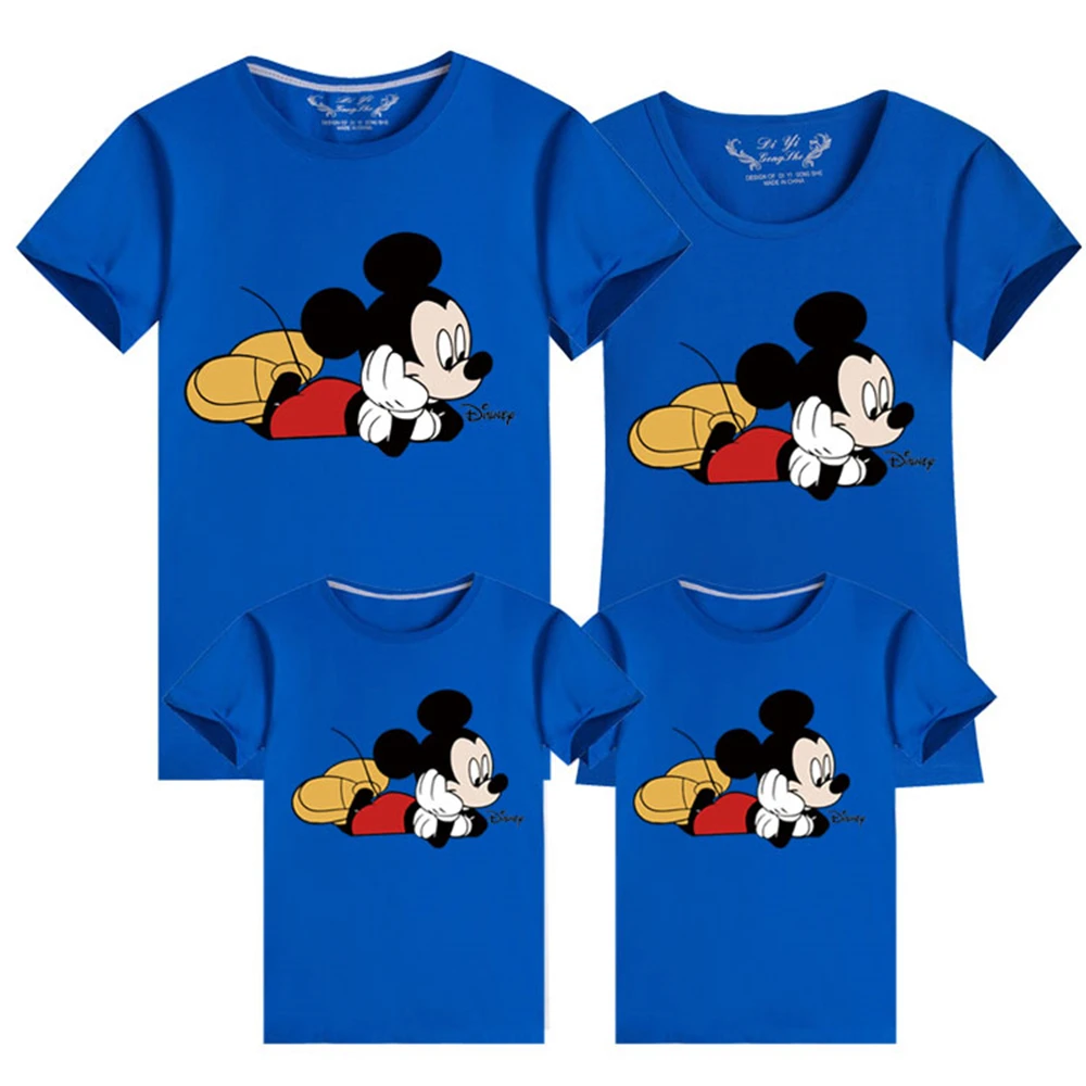 

Disney Fashion Family Matching Clothes Outfits Cartoon Mickey Mouse Mommy and Me Short Sleeve Tshirts Woman Baby Girl Dress