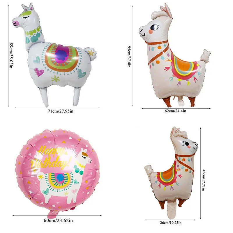 

Aluminum Foil Balloons Multicolor Foil Helium Balloon Birthday Party Decorations Cartoon Cute Decorative Llama Balloons