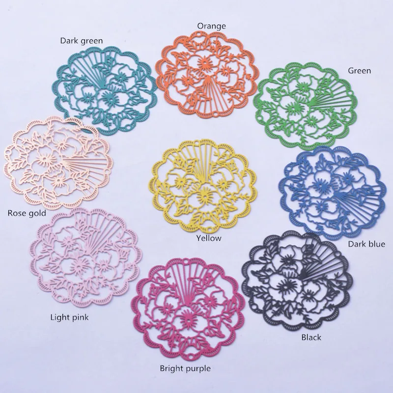 30 шт. AD3118 35 мм окрашенные латунные серебряные цвета в китайском стиле с вышивкой