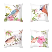4545cm super soft plush cushion cover water color lovely birds flower tit sparrow pillowcase hidden zipper home textile