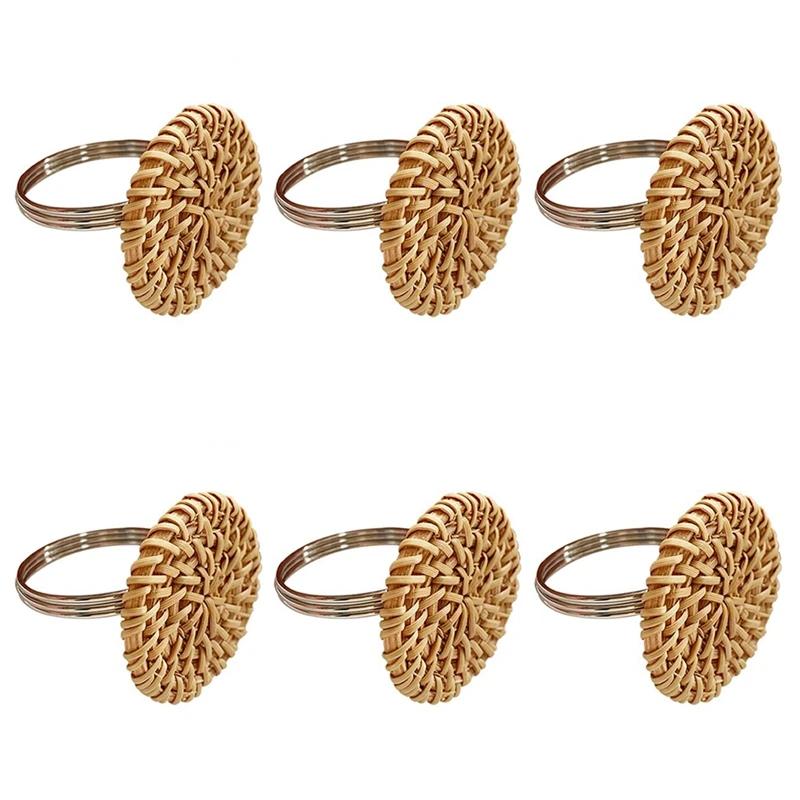 

Fall Napkin Rings Set of 6, Vintage Napkin Ring for Table Setting, Handmade Rattan Serviette Rings Holder for Wedding