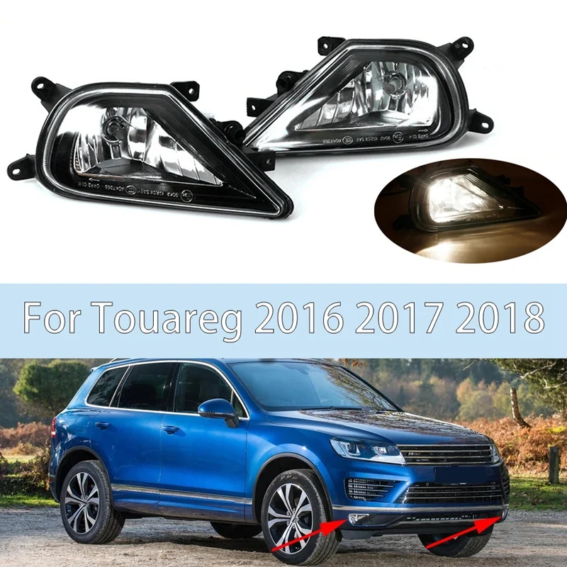 

7P6941699 7P6941700 Car Front Bumper Left Right Fog Lights Lamp Assembly with Bulb for Touareg 2016-2018