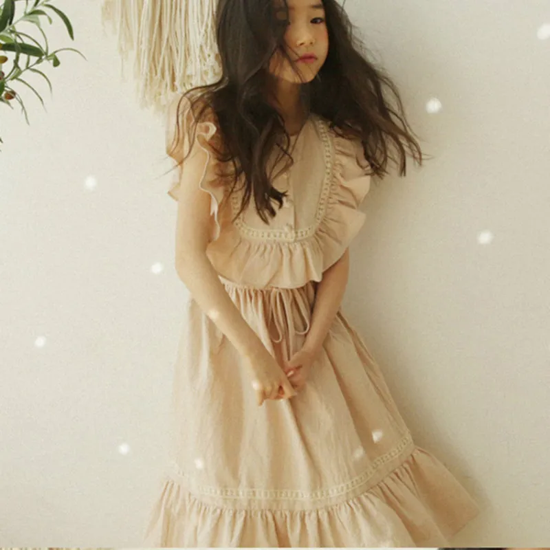 Brand 2020 New Girls Summer Dress Lotus Leaf Pure Cotton Baby Lace Children Princess Kids Dresses Parent-child #2791 | Детская одежда и