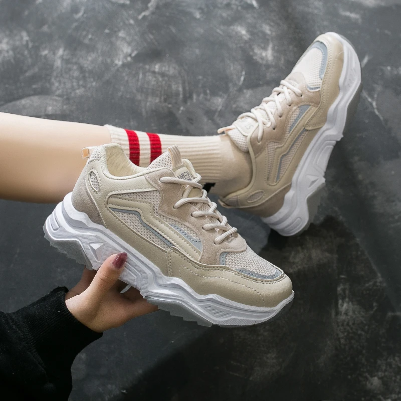 Женские кроссовки с массивной подошвой брендовые дизайнерские дышащие на