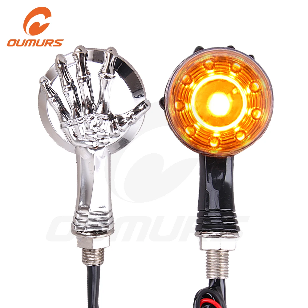 Светодиодный указатель поворота для мотоцикла OUMURS мигалка с черепом 10 мм черный