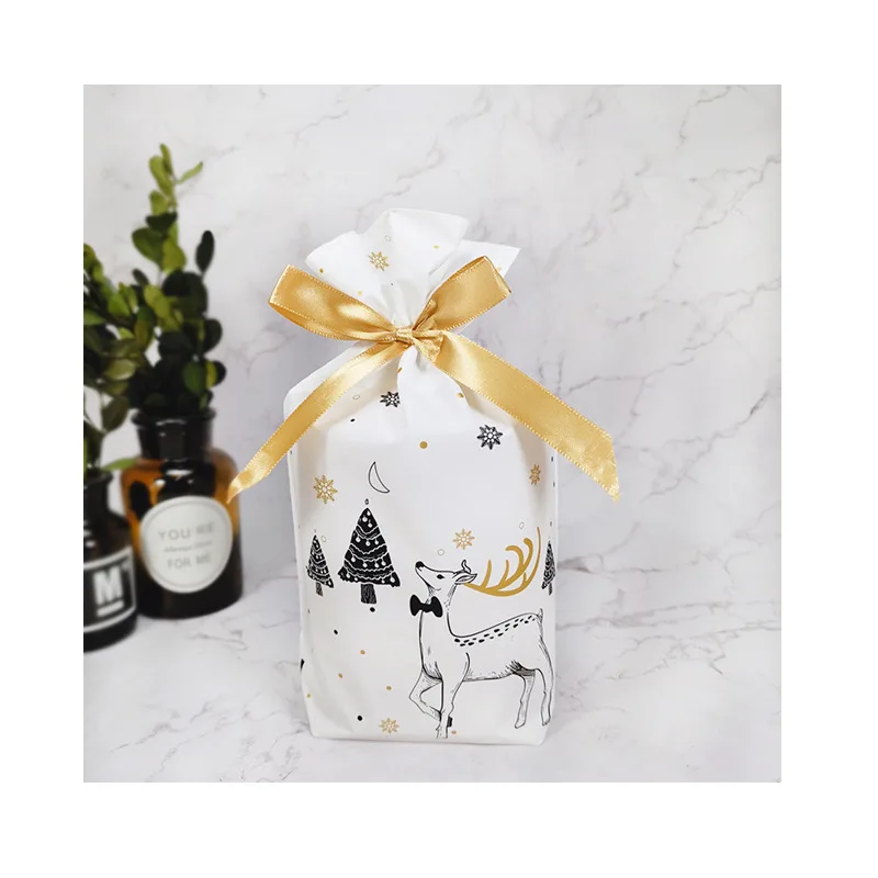 Christmas bag-25 50 шт/100 шт Рождественский подарок мешок украшение праздника мешок конфеты печенье закуски мешок для упаковки еды Шнурок Пакет карман - Цвет: Christmas bag-25